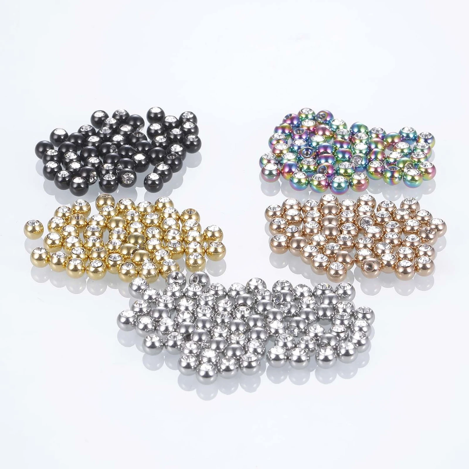 10pcs G23 Replacement Spare BALLS with Cubic Zirconia Labret Barbell Bar Piercing Attachments 16g(1.2mm) DIY Body Jewelry