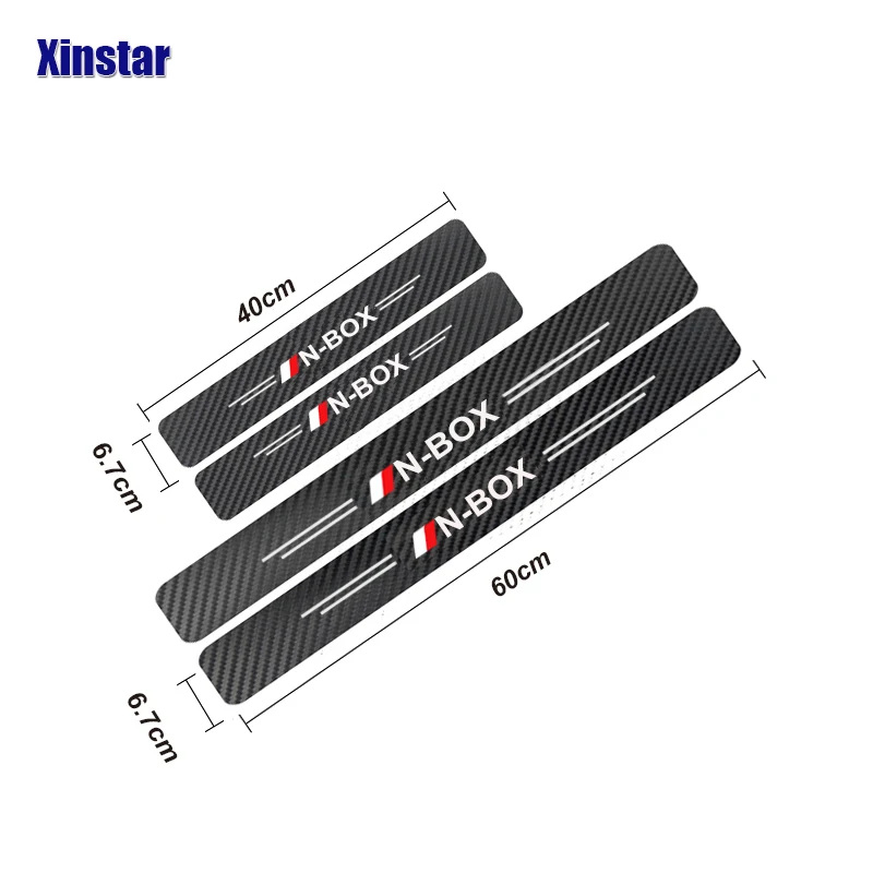 4pcs Carbon Fiber Car Door Sill Protecton Sticker For Honda NBOX N-BOX Auto Accessories