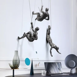 Nordic Industrial Style Climbing Man Resin Iron Wire Wall Hanging Decoration Sculpture Figures Retro Statue Dropshipping