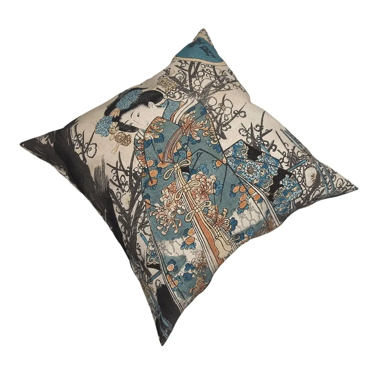 Ukiyo-e Japanese Japan Floral Pillow Cover Home Decorative Cushion Cover Throw Pillow for Home Polyester Double-sided Printing