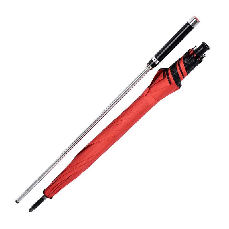 Self-defense Long-handle Windproof UV Protection Business Cane Umbrella Suitable for Climbing Hiking Hanging Out On Raining