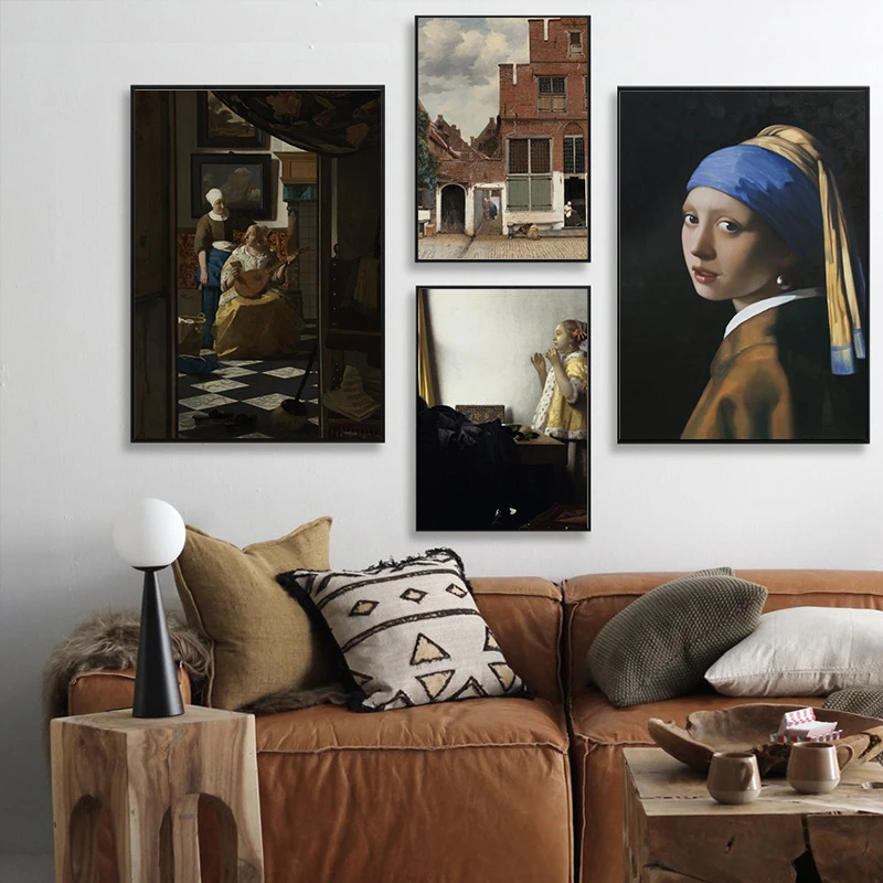 

Vintage Oil Painting Girl With Pearl Earring By Johannes Vermeer Canvas Print Poster Gallery Wall Art Picture Living Room Decor