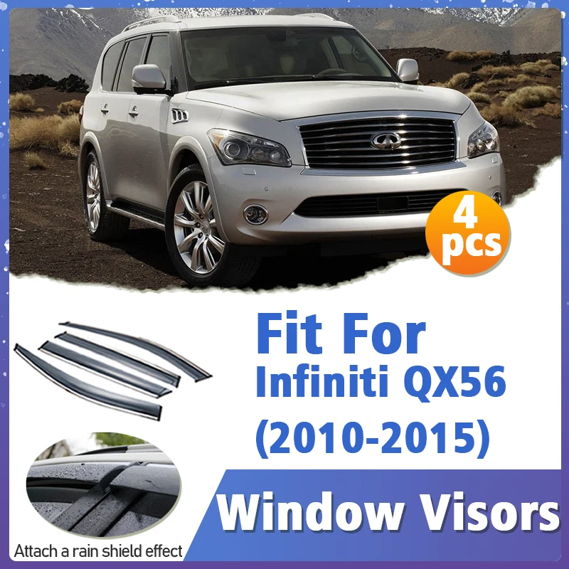 Window Visor Guard for Infiniti QX56 2010-2015 Vent Cover Trim Awnings Shelters Protection Sun Rain Deflector Auto Accessories