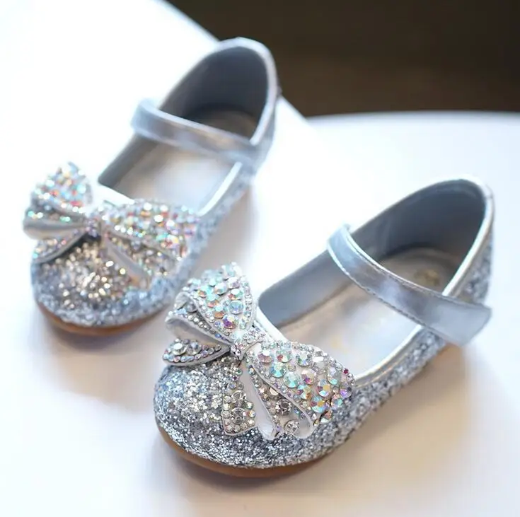 Shiny princess shoes Cinderella square heel crystal shoes girl Princess water drill performance shoes girl crystal shoes