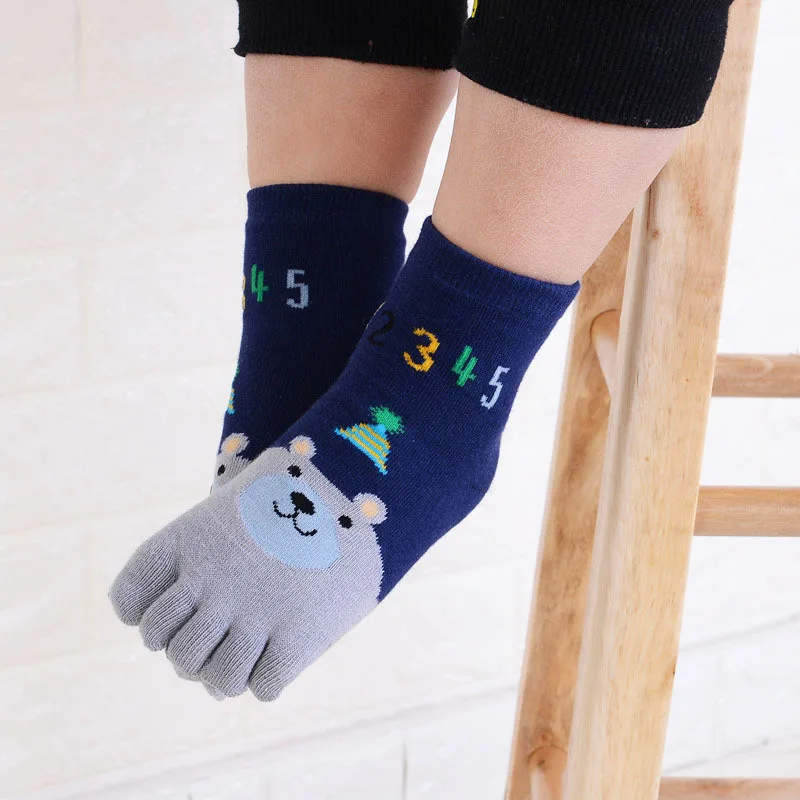 Cotton Children Five Finger Socks Animal Print Toe Socks Cartoon Boys Girls Socks Cheap Stuff for Kids Healthy Finger Sock 3-12T