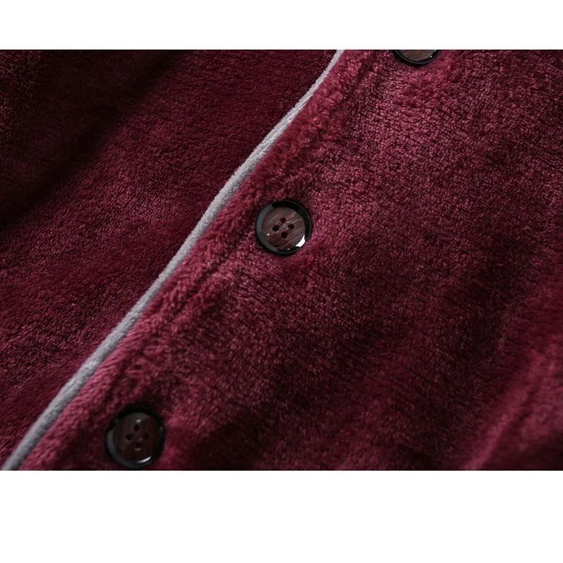 Men Pajamas 100% Flannel Home Wear Long-sleeved Trousers Pajama Suit Winter New Loose Warm Pajamas