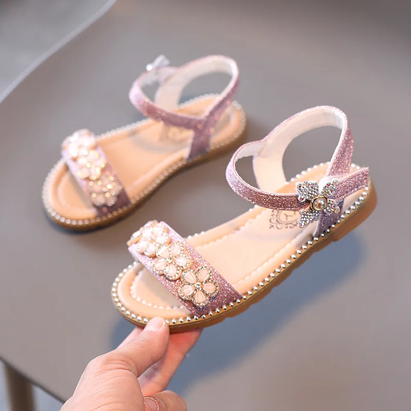 Baby Fashion Flowers Little Girl Summer 2021 Sandals Kid Princess Dress Shoes For Children\'S Beach Shoe 1 3 5 7 8 9 11 12 Years