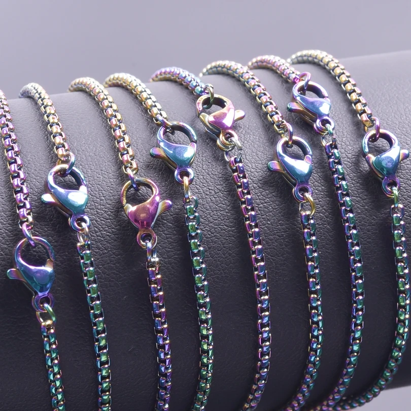 10pcs/Lot Twist Rope Square Box Long Link Chain Necklaces цепочка For Women Men Collares Party Gift Jewelry Making Bulk image 3