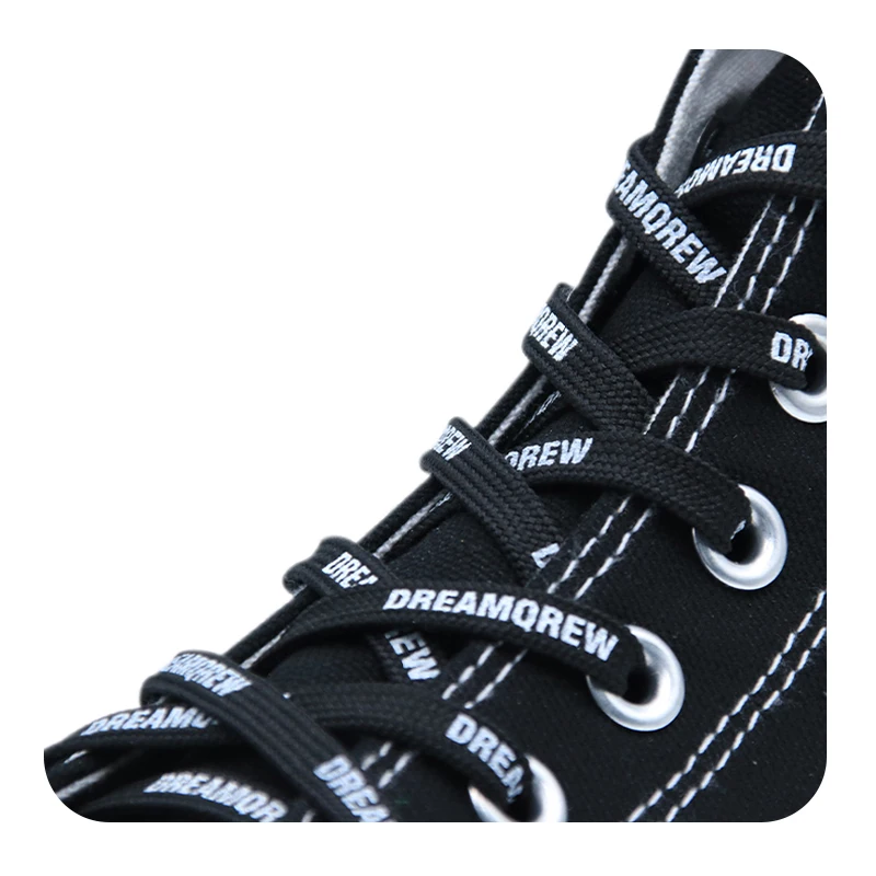 Weiou New Fashion-Forward Shoelaces 8 MM Double -Decker Flat Polyester Shoe Laces  Classical Silk Screen Black and White Letter