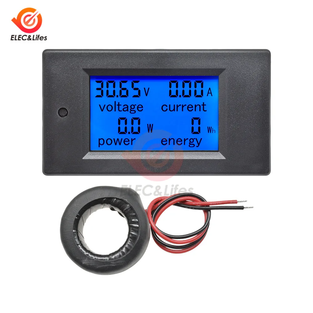 Digital Voltmeter Ammeter Wattmeter AC 80V-260V DC 6.5-100V 20A/50A/100A Amp Volt Voltage Current Energy Meter Tester CT Coil