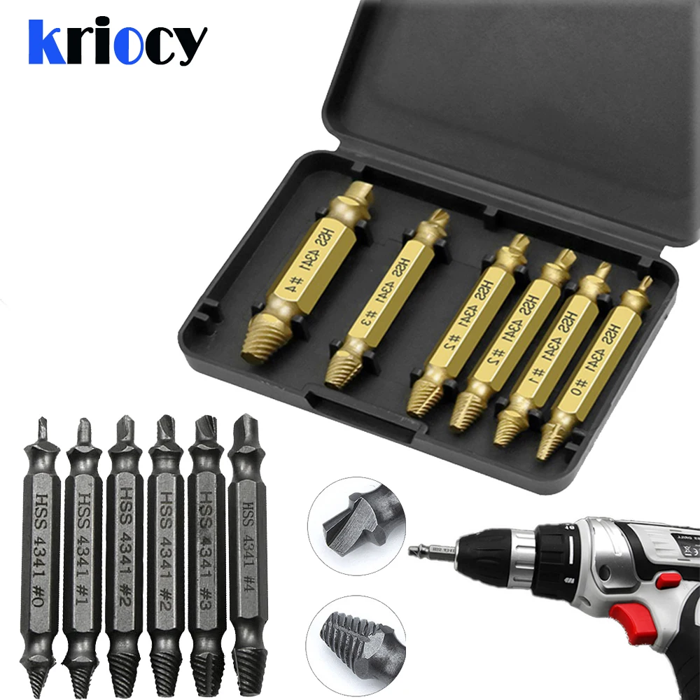 Extractor de tornillos dañados, juego de guía de brocas, fácil de quitar, Perno, herramienta removedora de tornillos, 4/5/6 Uds.