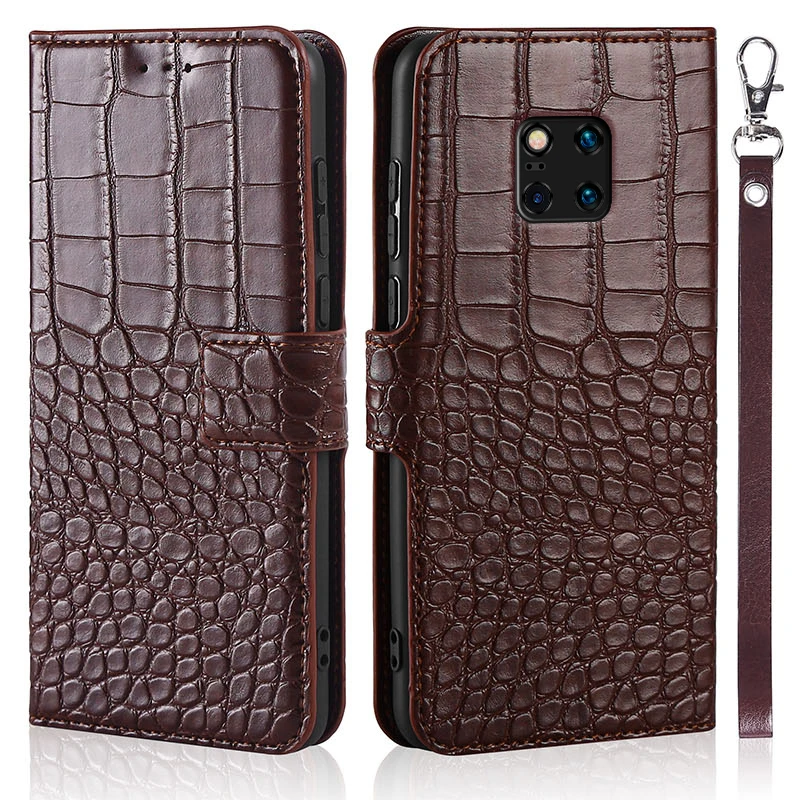 Flip Phone CaseFor Huawei Mate 20 Pro LYA-L09 LYA-L29 Cover Original Crocodile Texture Leather Book Design  Coque Wallet Capa