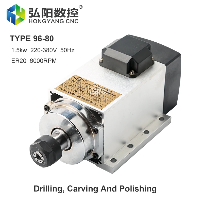 1.5KW  Air-Cooled Permanent Magnet Electric Spindle Constant Power Motor Cutting Machine Drilling And Grinding For CNC router