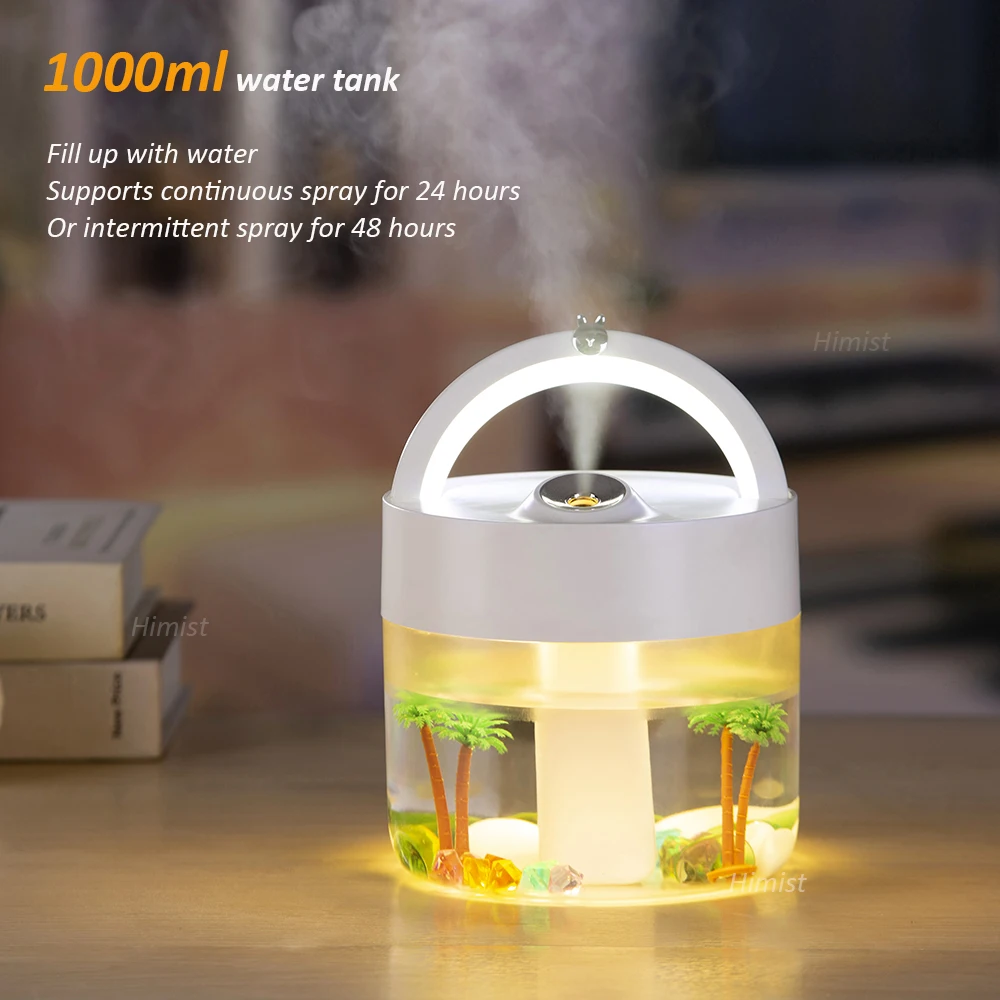 

Large Capacity 1000ml Home Landscape Air Humidifier USB Rechargeable 3000mAh Battery Powered Portable Small Electric Humidifier