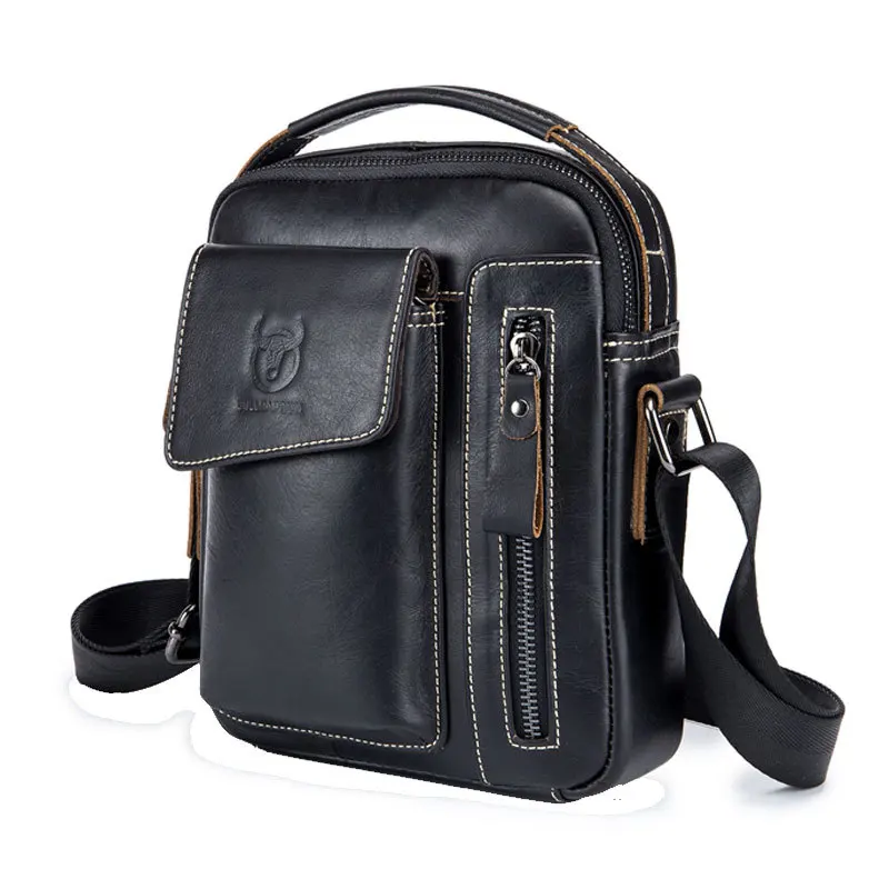 2021 First Layer Cow Leather Men Genuine Leather Shoulder Bags Messenger Bag Men's Soft Vertical Cross Body Top Handle Handbags