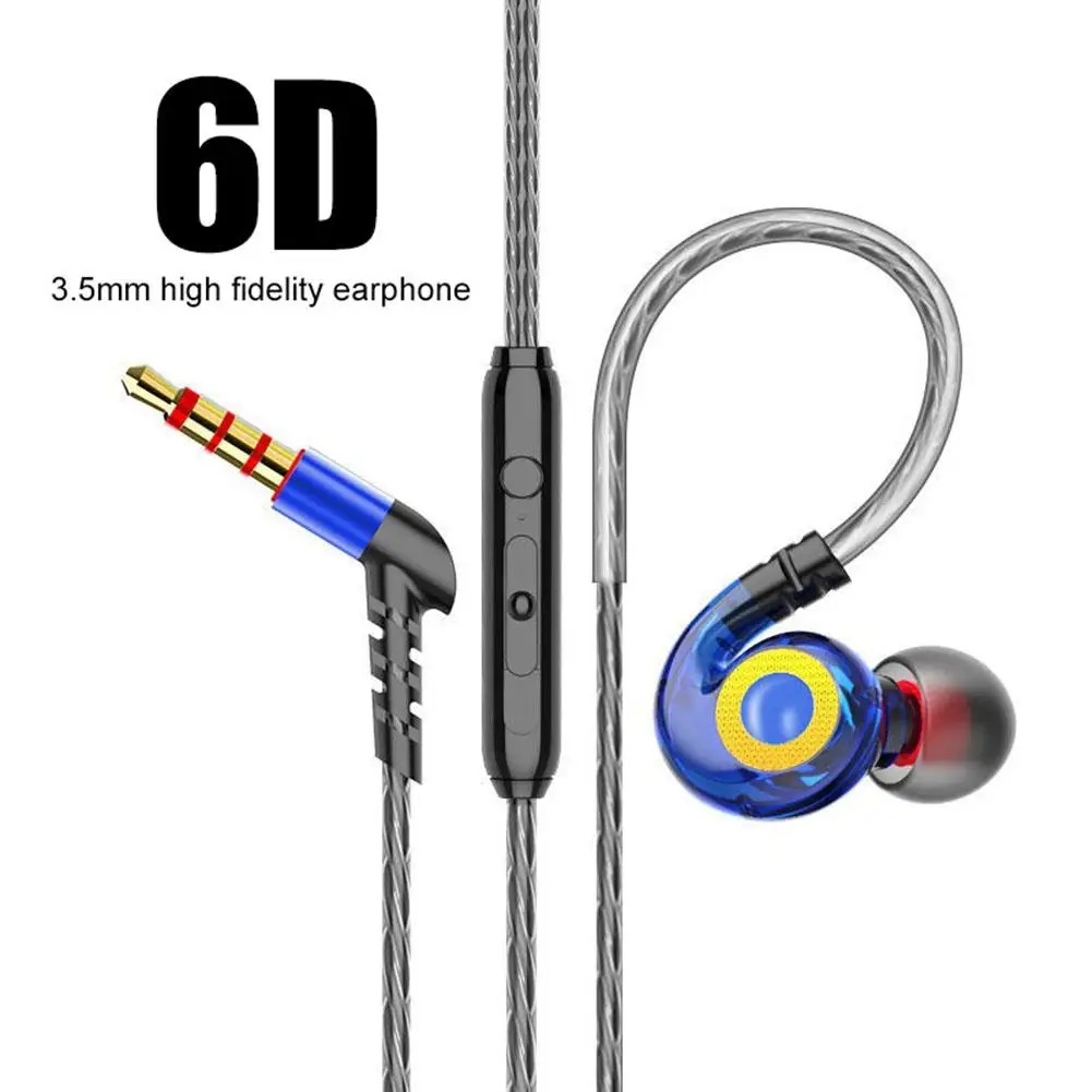 6D 4 Core Dual Dynamic In Ear 3 5mm High Fidelity In Ear Earphones Sports Bass Dynamic Mobile Phone Headset For