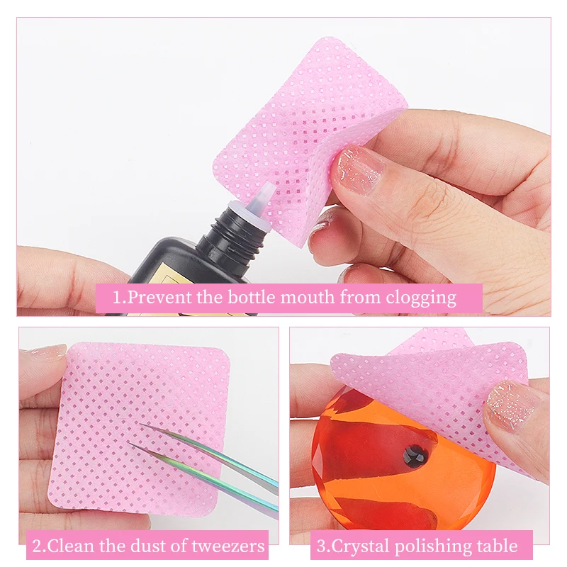 200 pcs Wipes Paper Cotton Eyelash Glue Remover Wipe The Mouth Of The Glue Bottle Prevent Clogging Glue Cleaner Pads Tools