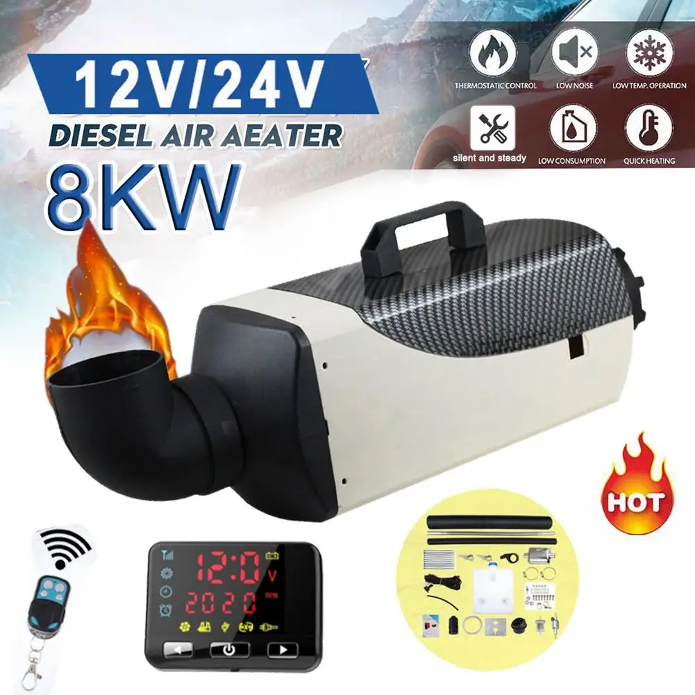 

12V24V 8KW Parking Fuel Air Heater Car Heater Single Hole For Car Trucks Boat Motor-Home Boat Bus+LCD Key Switch+Remote Control