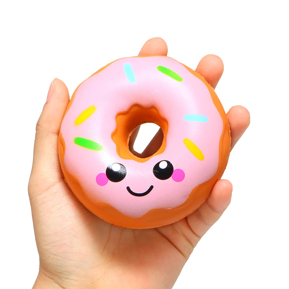 New 10*10CM Cute Smiley Donut  Food Squishy Slow Rising Cream Scented Squeeze Toy  Stress Relief exquisite for kids Xmas gifts