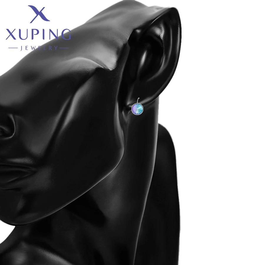 Xuping Jewelry Серьги Elegant 12mm Round Stone Women Girls Hook Crystal Earring Exquisite Gift Party A00622051