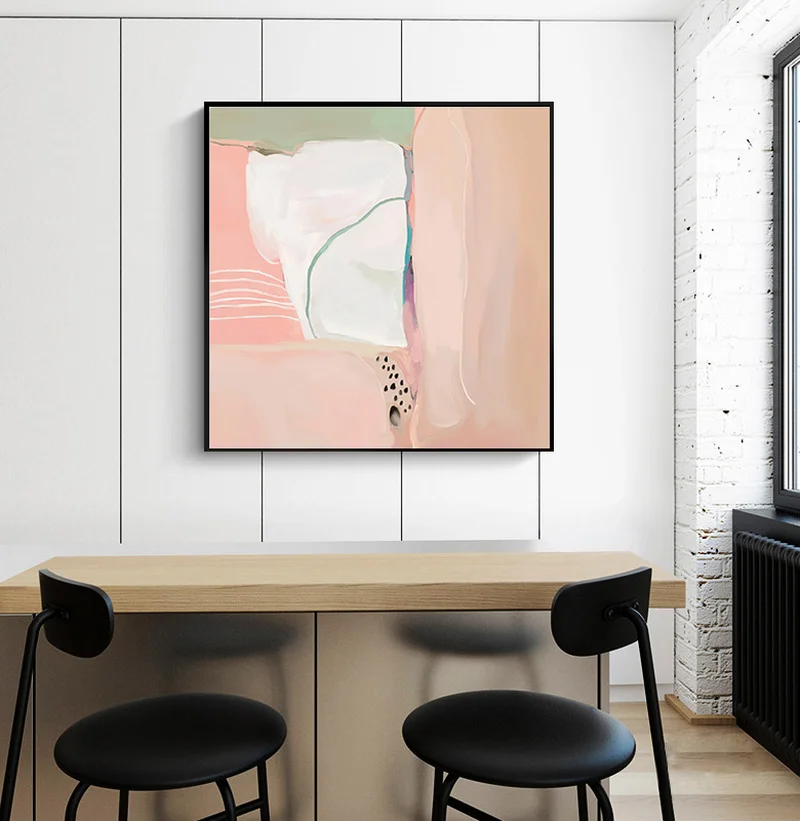 Abstract Modern Pink White Green Poster Scandinavian Canvas Painting Wall Art Print Square Picture Home Living Room Decoration