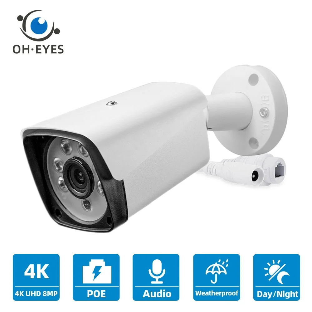 

4K CCTV POE Security Camera Outdoor Waterproof 8MP POE IP Bullet Camera Video Surveillance System IR Night Vison Monitoring Cam