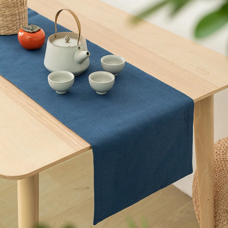 Linen Table Runner Plain Tea Mat Bed End Towel TV Refrigerator Cover Cloth Table Decoration Cloth Table Runner Home Decoration