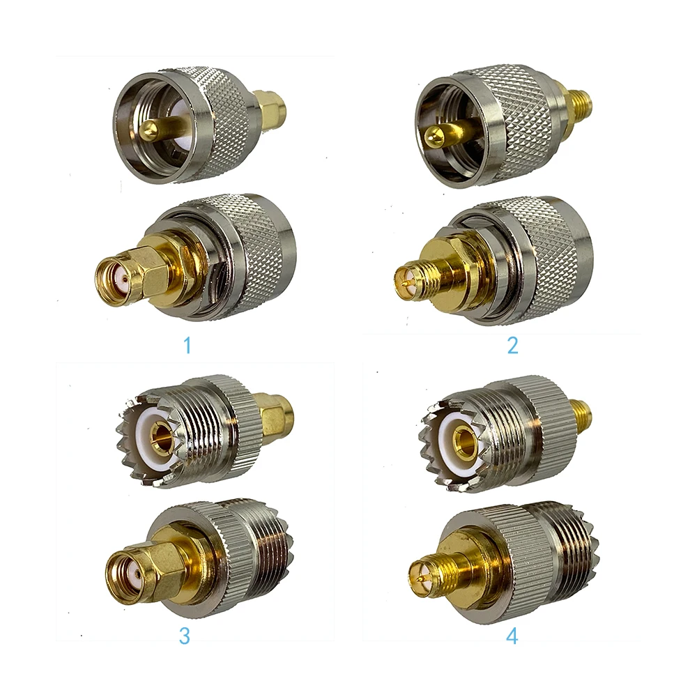 

1pcs Connector Adapter RP SMA to UHF PL259 SO239 Male Plug & Female Jack RF Coaxial Converter Wire Terminals Straight New