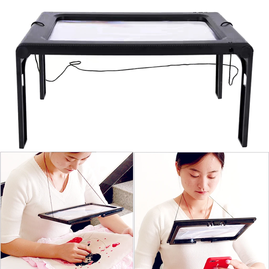 Lente d\'ingrandimento a LED a mani libere lettura collo usura lettura visiva lente d\'ingrandimento per cucito a casa Corss Stich ricamo ad ago