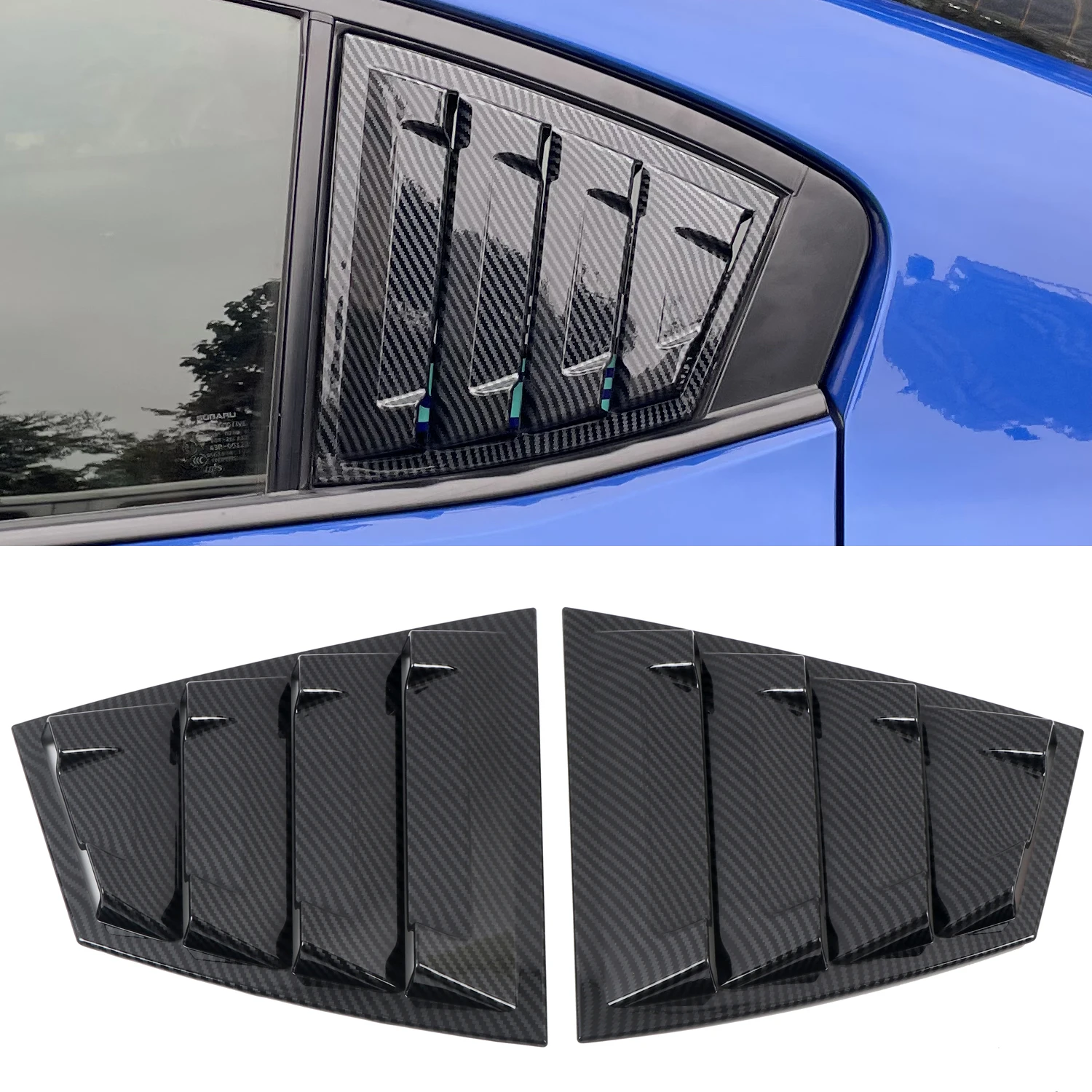 Car Accessories for Subaru WRX STi 2015 2016 2017 2018 2019 2020 ABS Rear Window Louvers Shutters Blinds Cover Trim 2pcs