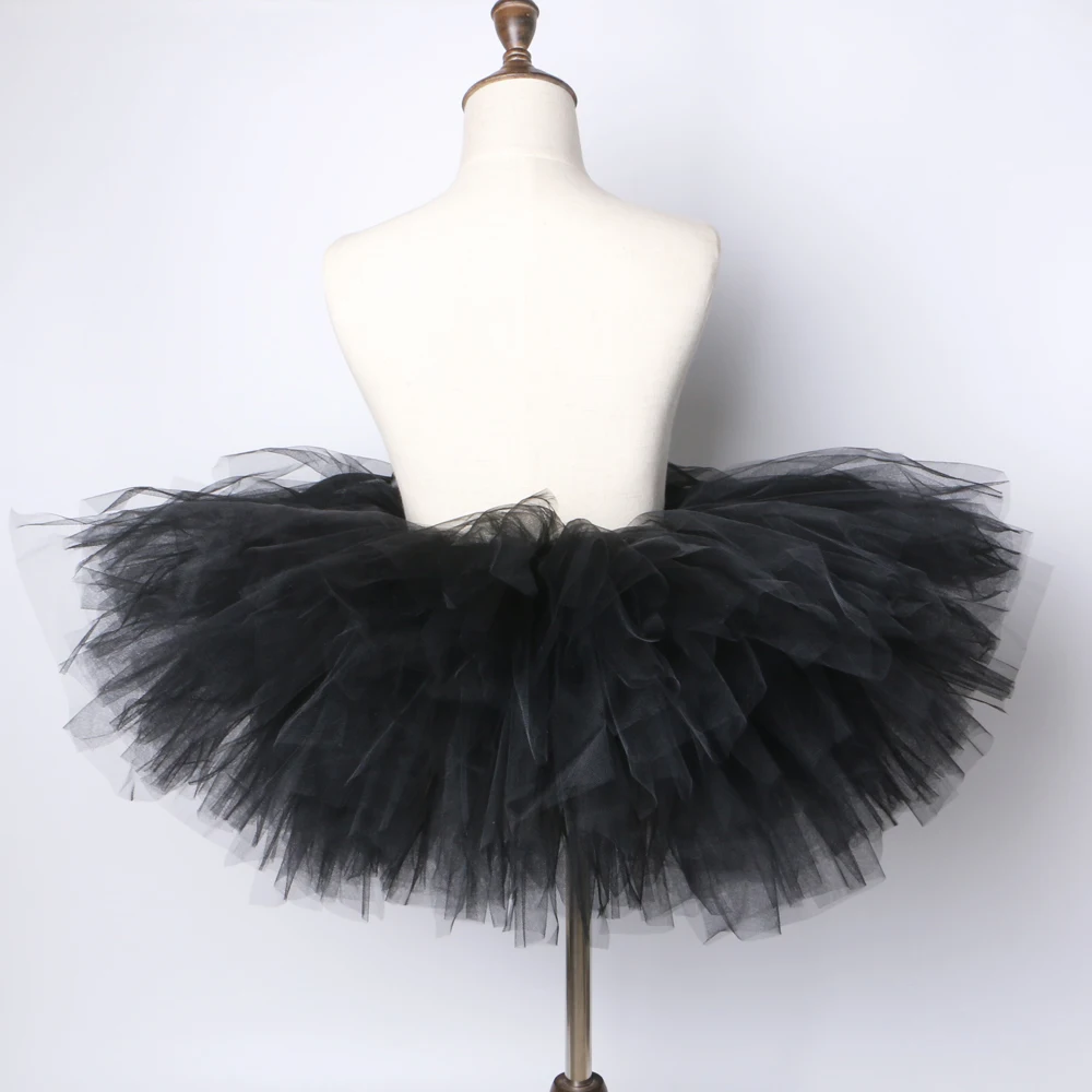 Black Skirt Tutu for Girls Tulle Skirt Child Baby Children Fluffy Tutus for Dancing Birthday Party Ball Gown Skirts Solid Color