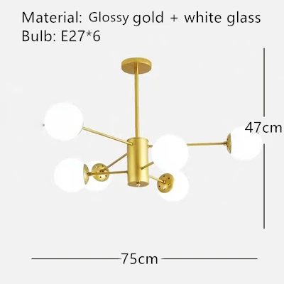 Karrington kroonluchter LED goud zwart metaal glans industriële restaurantverlichting Nordic E27 110/220V glazen kroonluchter