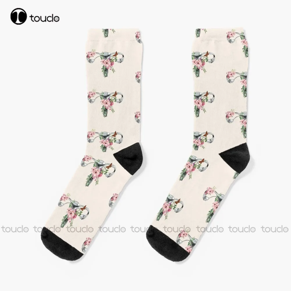 Uterus Pro Choice Feminist Pink Flower Feminism Feminist Pro Choice Women Female Funny Socks Womens Running Socks Women Men