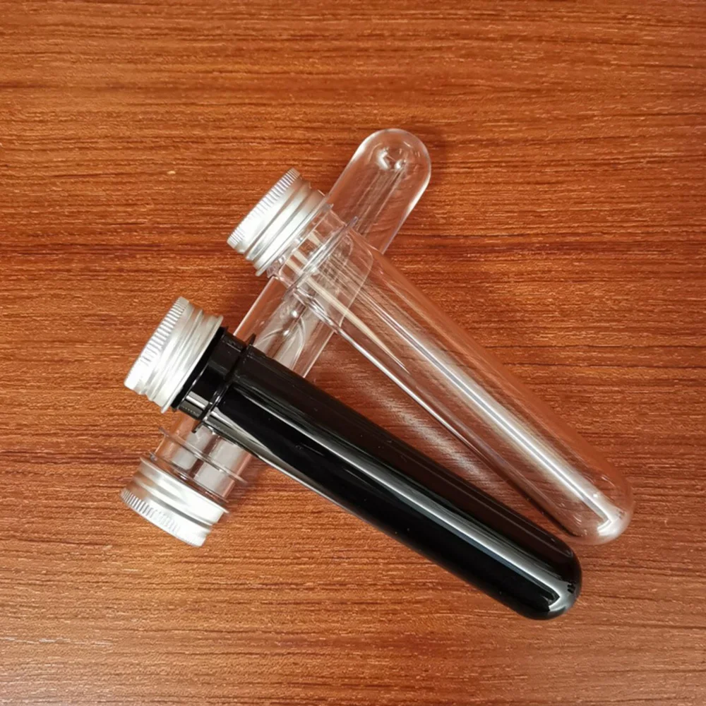 1pc Transparent Black Plastic Test Tubes Shape Mini Jar Screw Cap Small Bottles Spice Storage Jar Containers Candy Sub-bottling