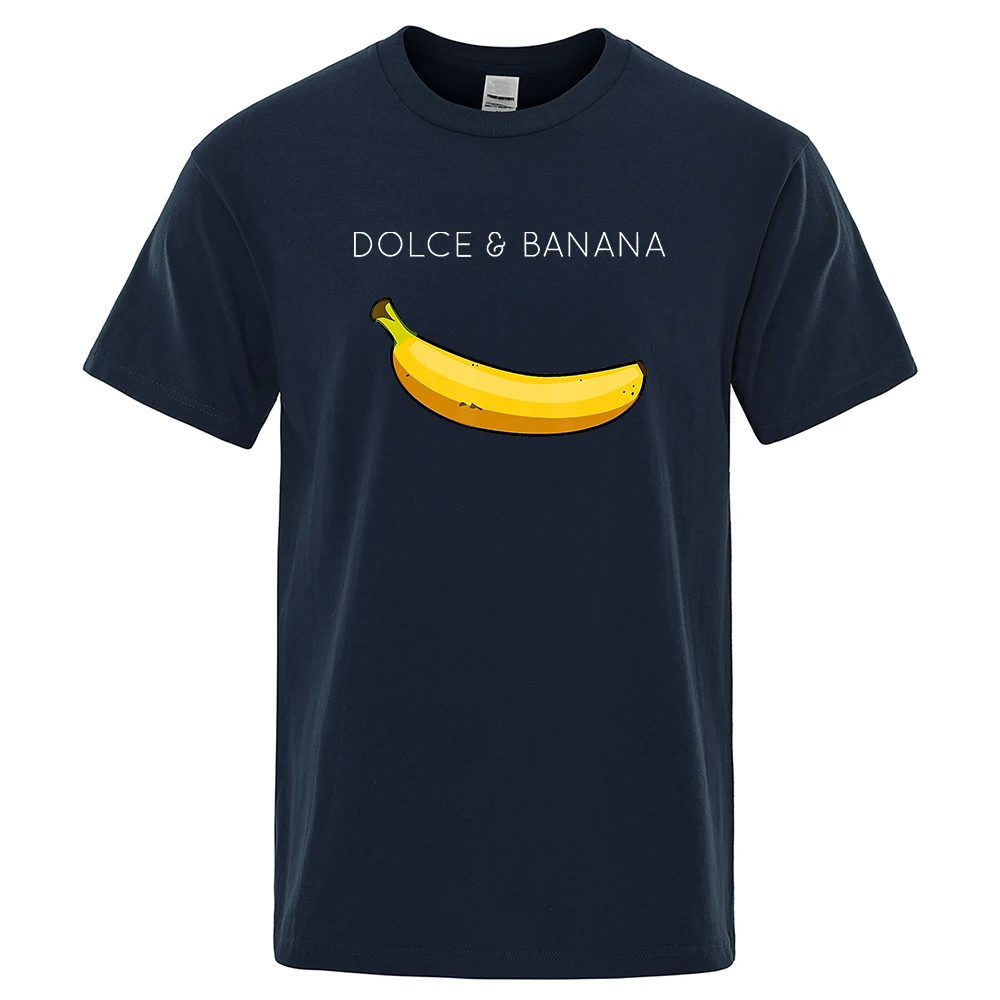 Dolce & Banana Print Mens T-shirts Crewneck Breathable Tops Oversized Comfortable TShirt Men\'s Short Sleeve S-XXXL Tees Shirts