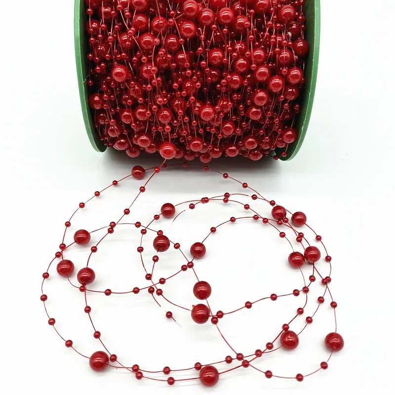 2 Yards 8+3mm Christmas Decoration Fishing Line Artificial Pearls Beads Chain Garland Flowers Wedding Party #RoLi