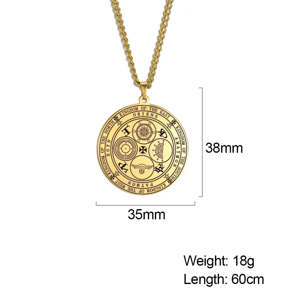 Dawapara Four Powerful Archangels Necklace The Seals of The Four Emperors Kingdom of Spirits Rulership Stainless Steel Amulet