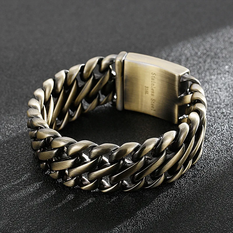 Stainless steel men's jewelry European and American fashion thick bronze figure 8 titanium steel bracelet wholesale