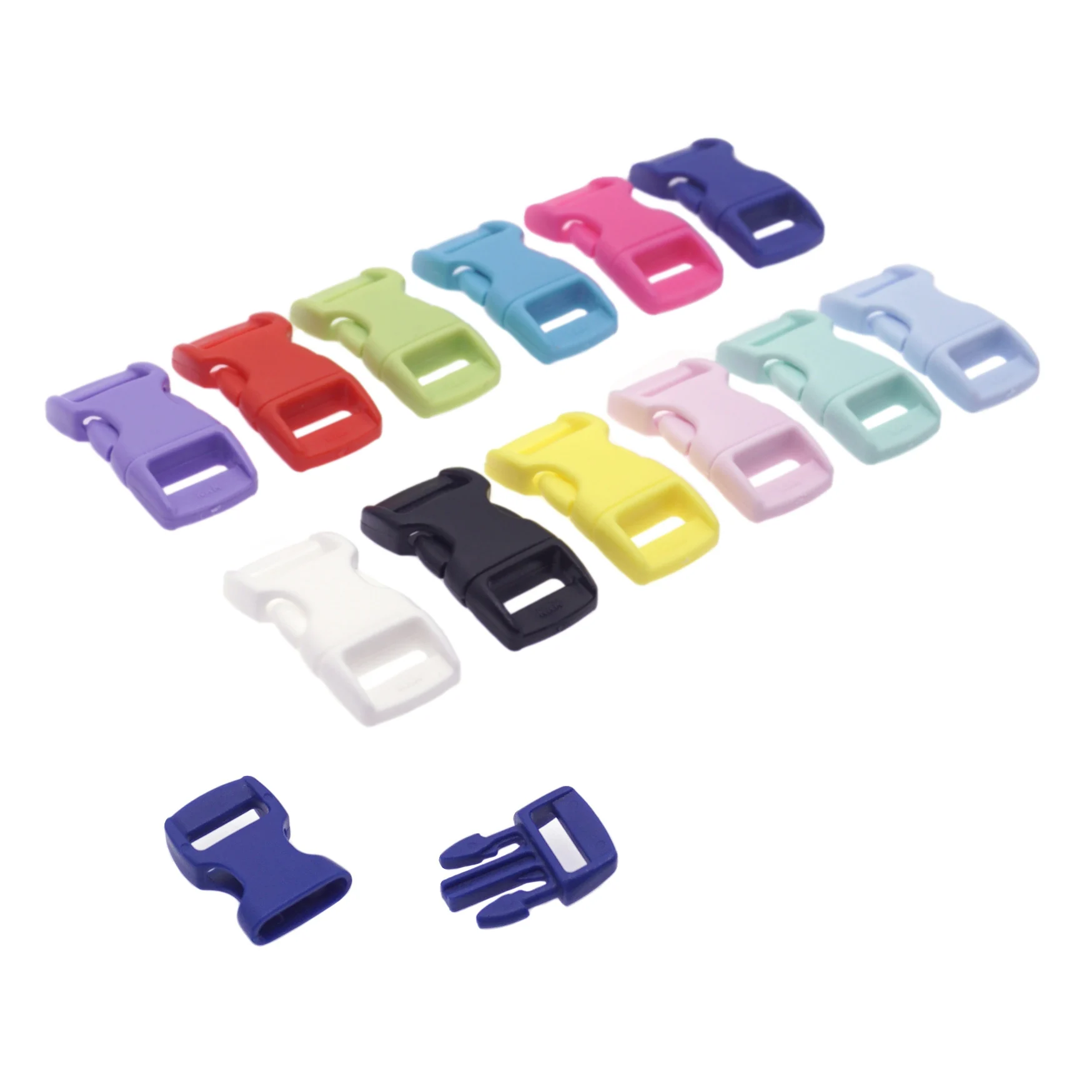 Sutoyuen 50pcs  3/8 Inch (10mm) Colorful Plastic Curved Buckle DIY Craft Webbing Release Buckle for Bracelets Baby Stroller