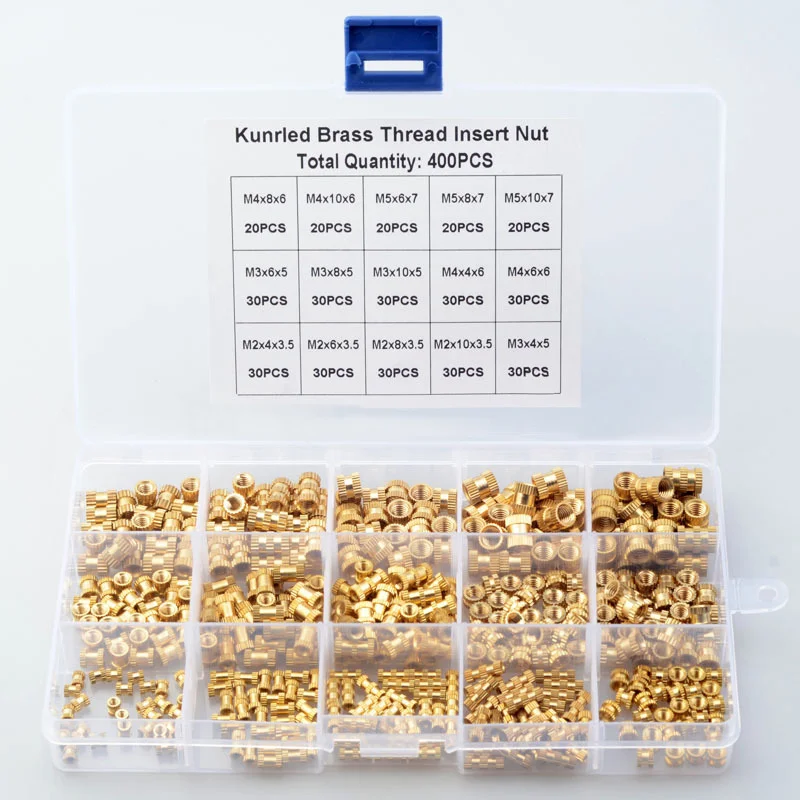 Bi-pass Weibliche Gewinde Rändelmuttern M2 M 2,5 zu M10Brass Gewinde Einsatz Runde Injection Moulding Gerändelt Muttern Sortiment kit