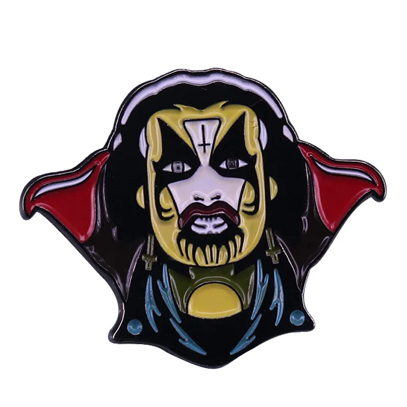 King Diamond Enamel Pin Black Heavy Metal Battle Vest Brooch Horror Mercyful Fate Band Satanism Badge Rock music legend!