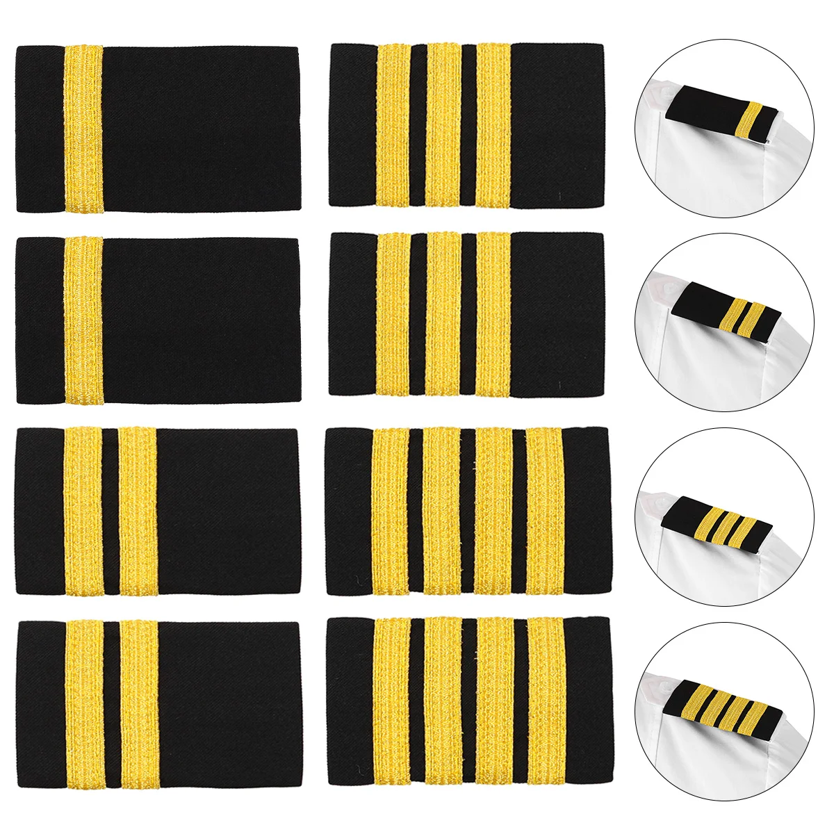 1 Pair Clothing Decor Epaulettes Traditional Professional Pilot Uniform Epaulets Badges with Gold Stripes Garment DIY Accessory