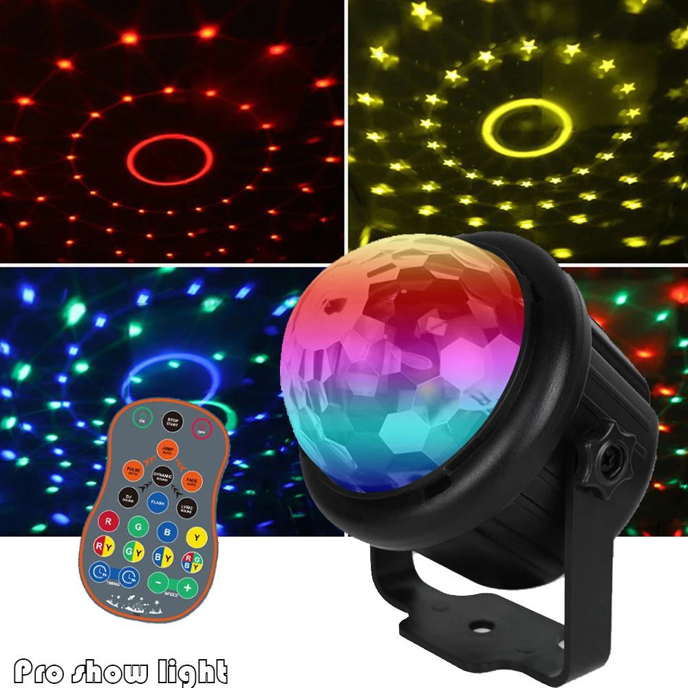 

USB LED Disco RGB Crystal Magic Ball Light Yellow Five-pointed Star Stage Lighting Effect For DJ Party Car Holiday Christmas KTV