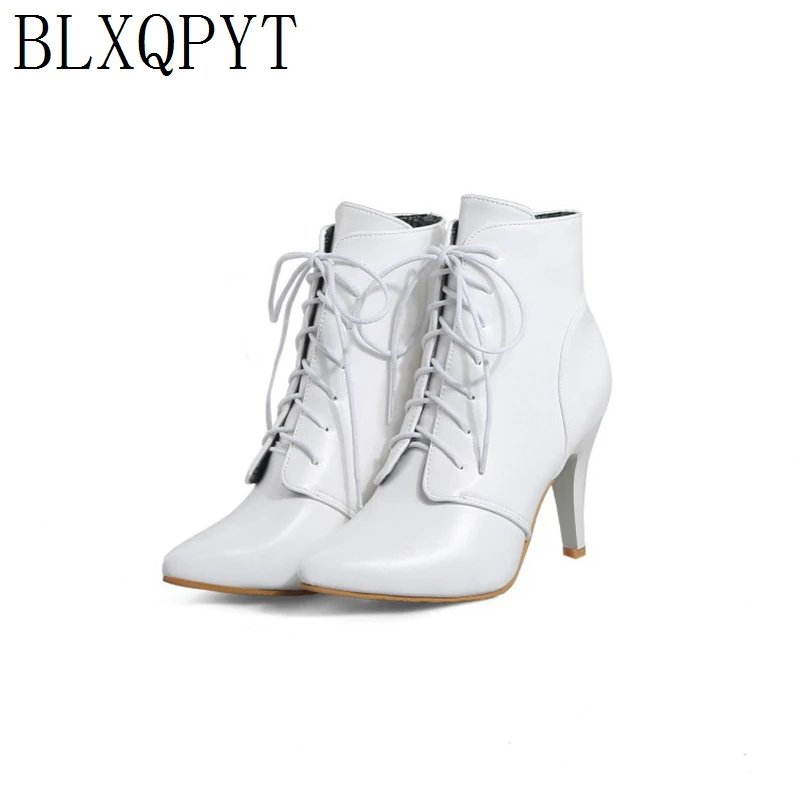 BLXQPYT Big Size 32-46 Ankle boots for women High Heels 8cm Winter Warm Autumn Boots Party Wedding Shoes Pumps Shoes woman a-1