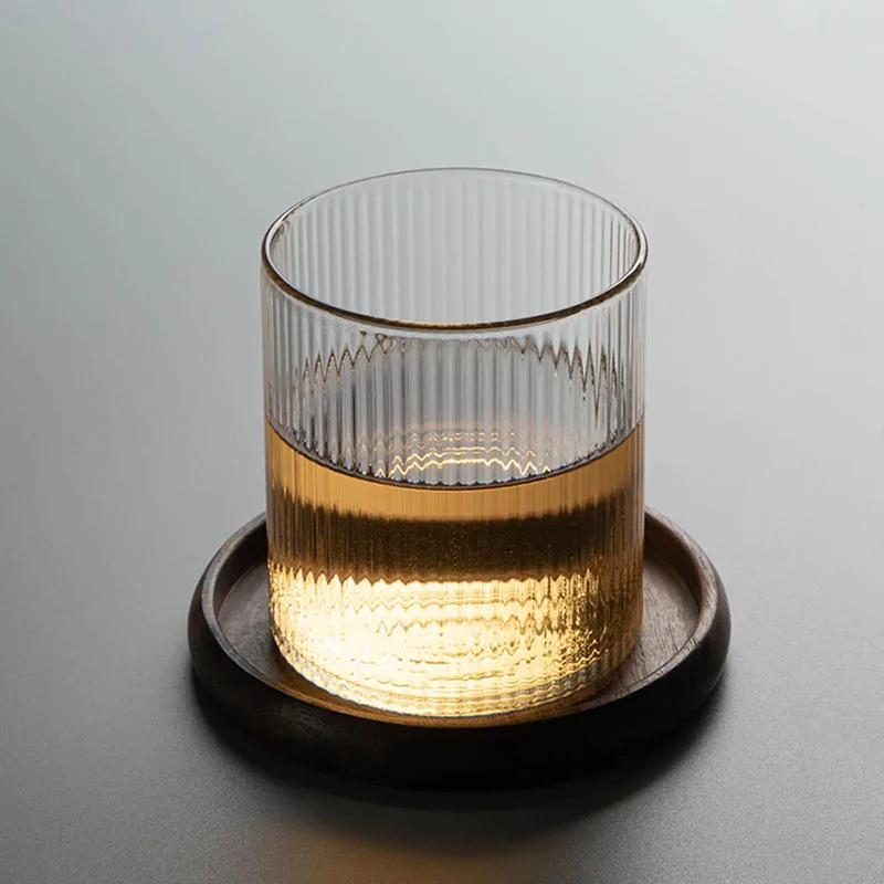 8/6/4/2/1 PCS Transparent Ripple Glass Cup, High Temperature, Tea, Water Drink, Milk, Juice, Coffee, Beer Cup, Simplicity