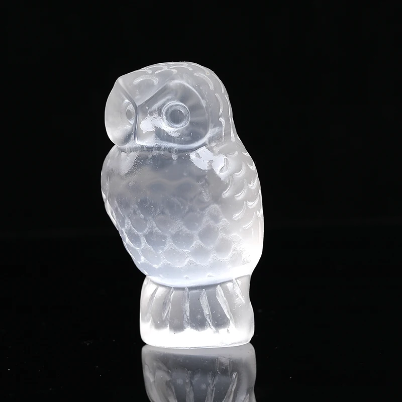 

1PC Owl Natural Selenite Gypsum Hand Carved Reiki Gypsum Healing Crystal Ore Ornaments Animal Figurine Craft Home Decor DIY Gift