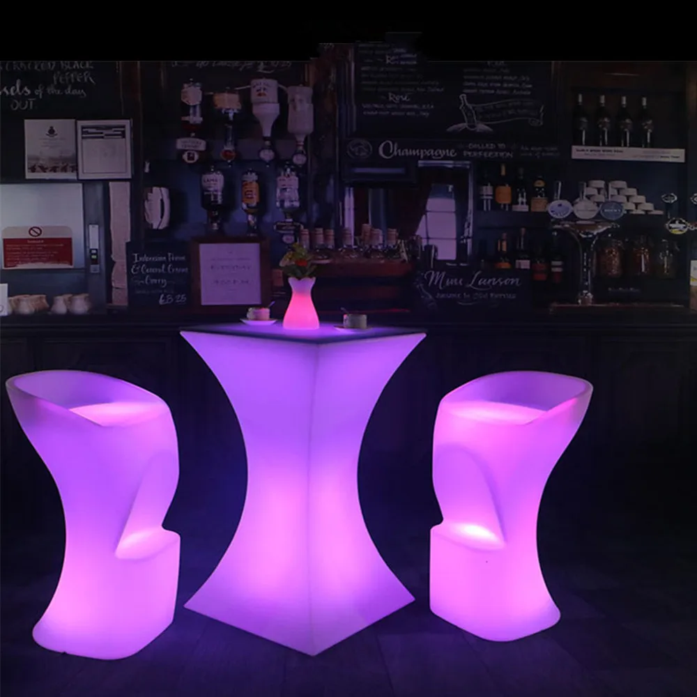 2021 New Rechargeable LED Illuminated Bar Table Club Lighted Up Cocktail Table Ip54 Waterproof With Remote Control
