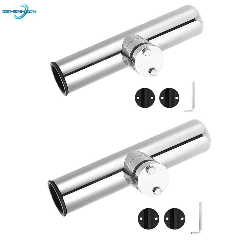 2PCS 316 Stainless Steel Stand For Fishing Rod Rack Holder Fishing Rod Holder Pole Bracket Support Rail Mount with Clamp Marine