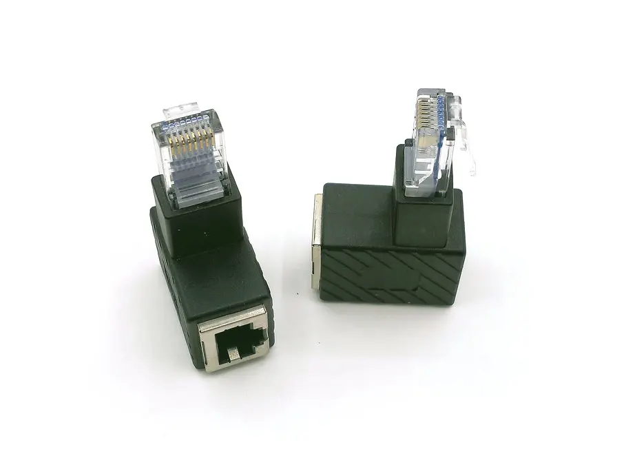 1pcs Up Down Left Right Angled 90 Degree 8P8C FTP STP UTP Cat 5e RJ45 Lan Ethernet Network extension Male to Female