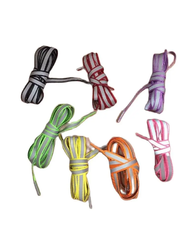 Cordones laterales reflectantes dobles multicolor de alta visibilidad, tira de correas reflectoras de moda de seguridad nocturna